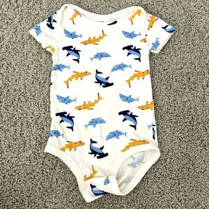 Pekkle Shark short sleeve Bodysuit boys Sz 24 months